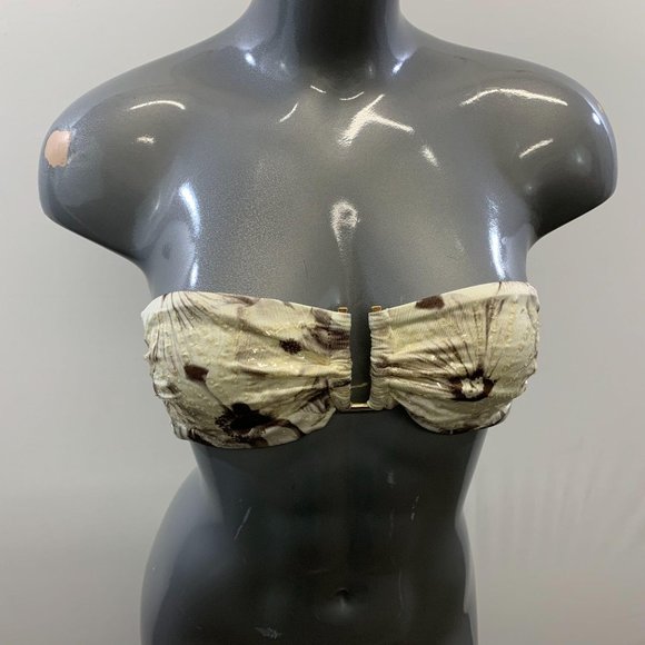 Vince Camuto Swim Women's Cream Coloured Flower Design Strapless Bathing Suit To - Picture 1 of 5